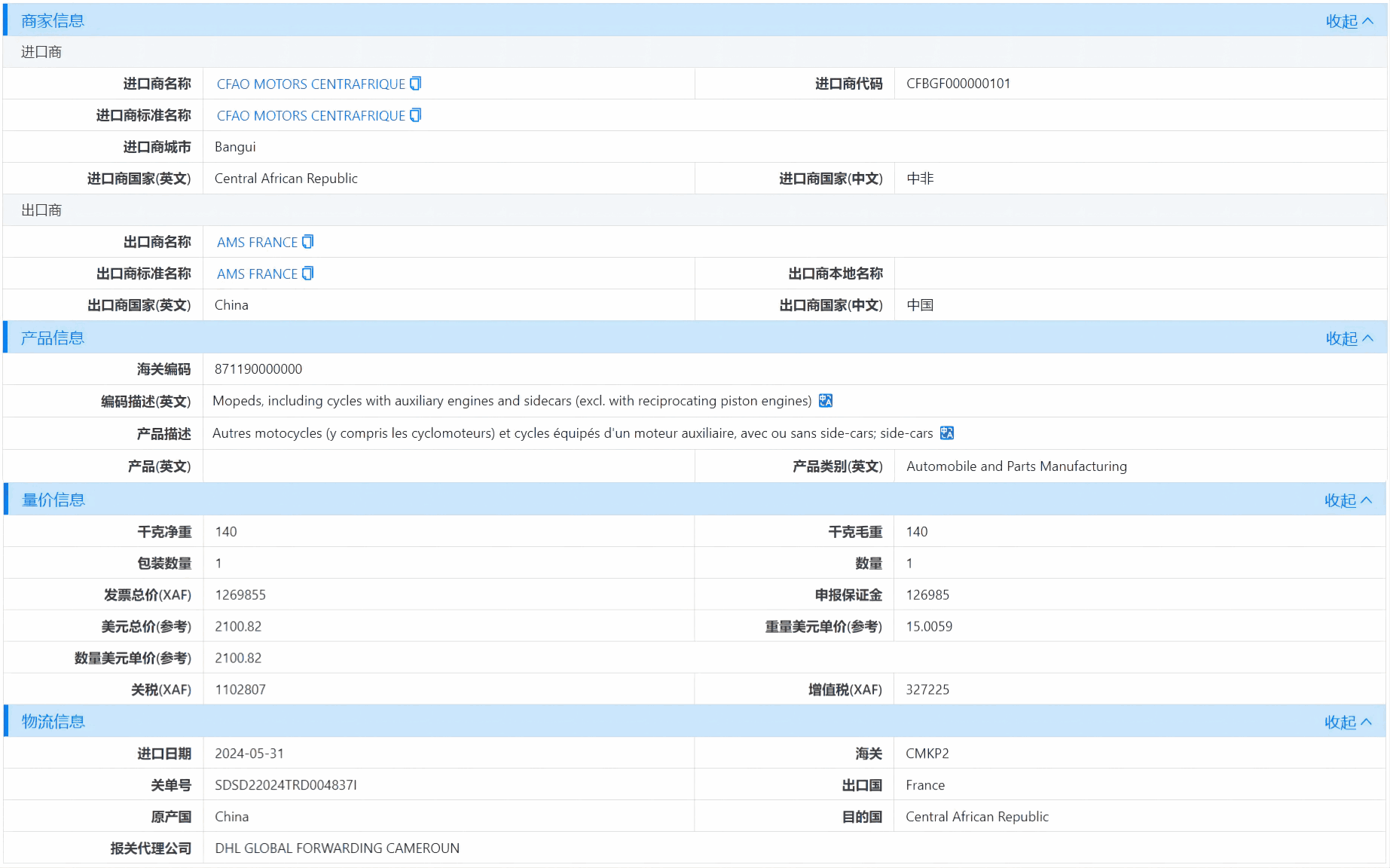 中非海关数据,海关数据,凯发k8国际海关数据
