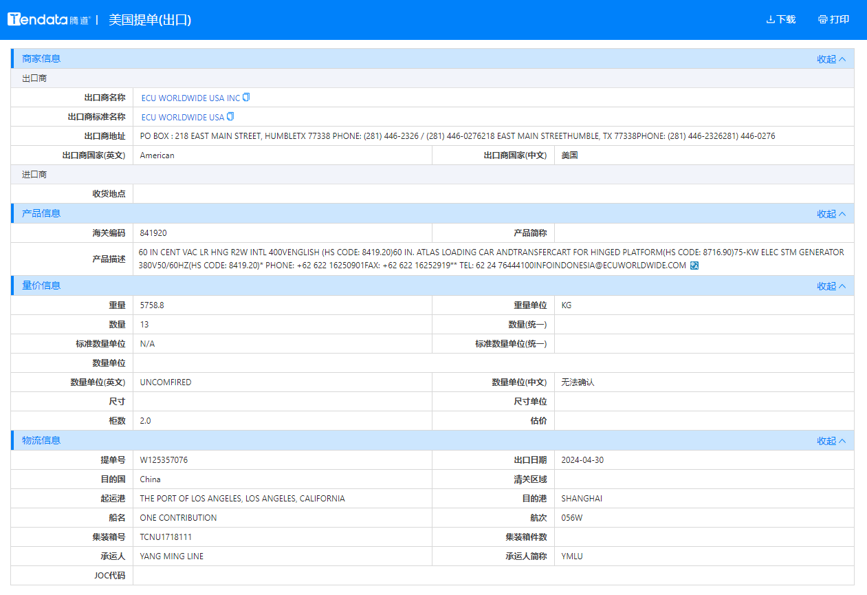 海关数据,海关统计数据,海运提单数据,海运关单数据